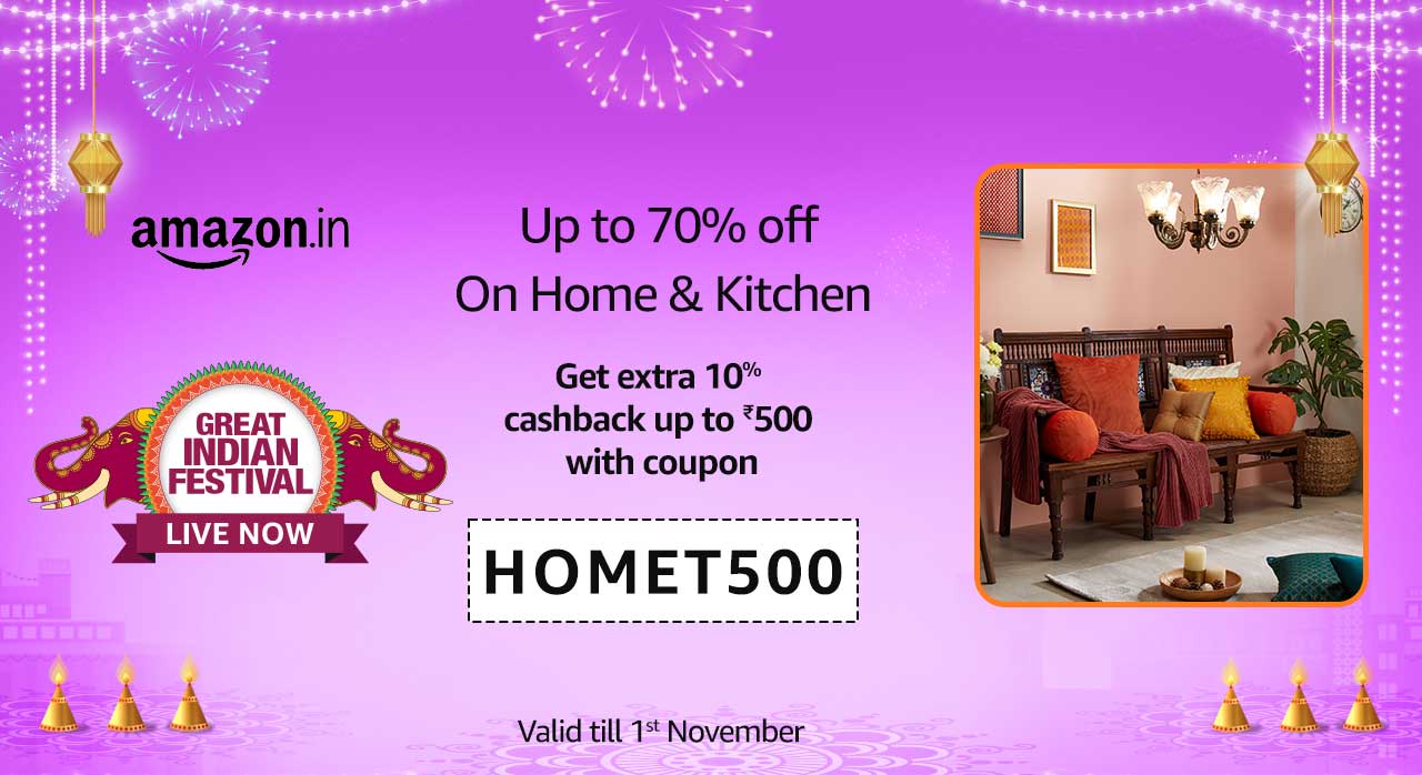 10% Cashback Upto ₹500 On Home & Kitchen orders.